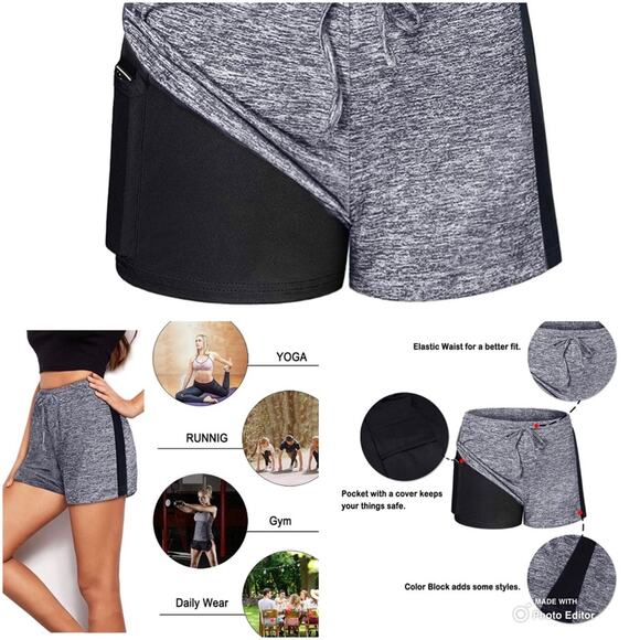 NWT Miss Fortune Workout Shorts Lined Gray Size Large - Picture 9 of 10